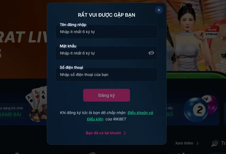 Đăng Ký RikBet Sở Hữu Ngay Tài Khoản Cá Cược Uy Tín Nhất Thị Trường Hiện Nay