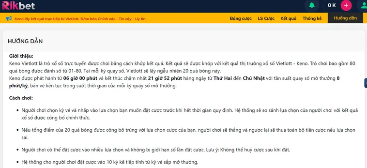 Chinh Phục Siêu Phẩm Keno Vietlottt Tại RikBet Với Phần Thưởng Lớn